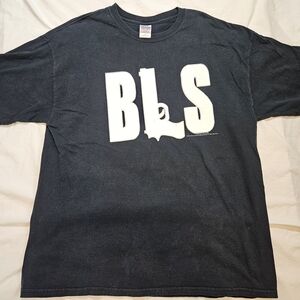 Gildan Black Short Sleeve Tee with White BLS Print